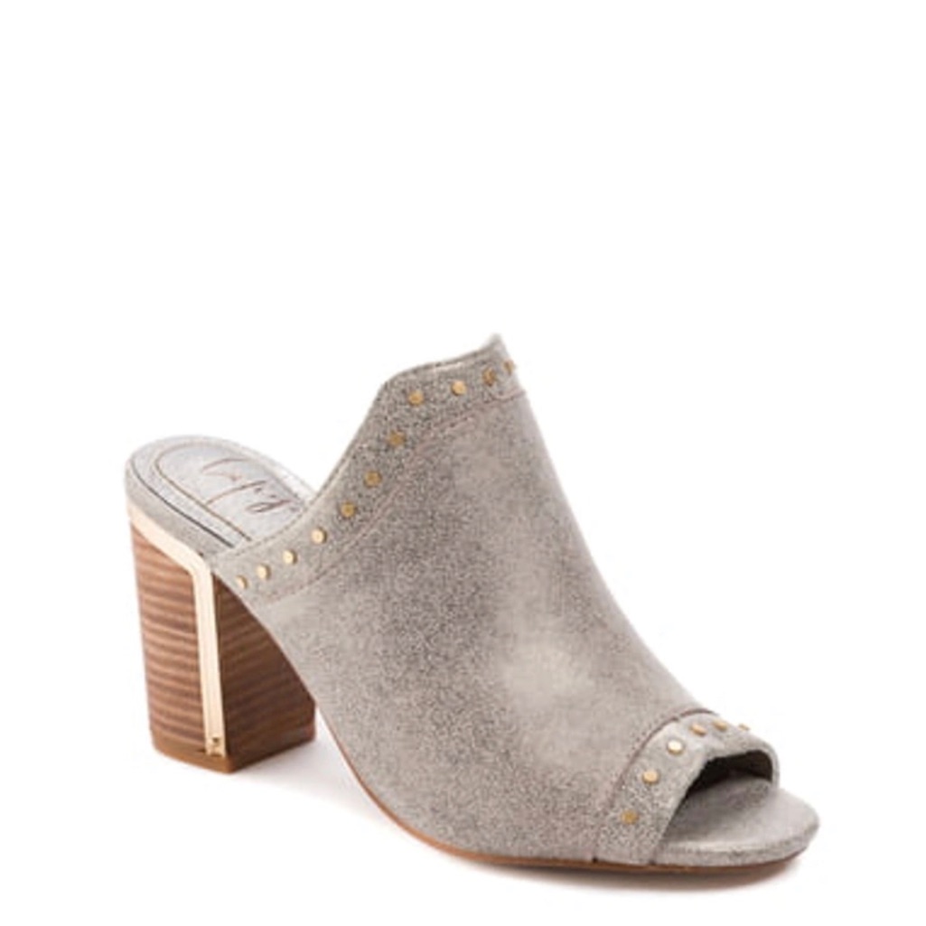 New Latigo Serica Leather Sandal Grey 7 Open Toe Block Wooden Heel